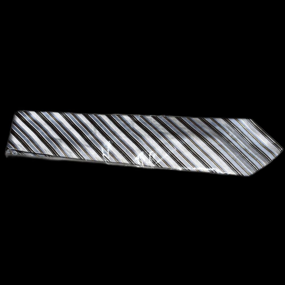 NIP Geoffrey Beene 100% Silk Sophisticated Dapper Blue/Silver Striped Tie